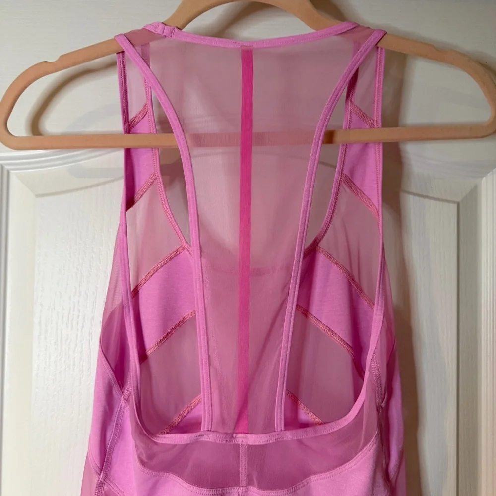Lululemon If You’re Lucky Pink Mesh Panel Tank Top 6